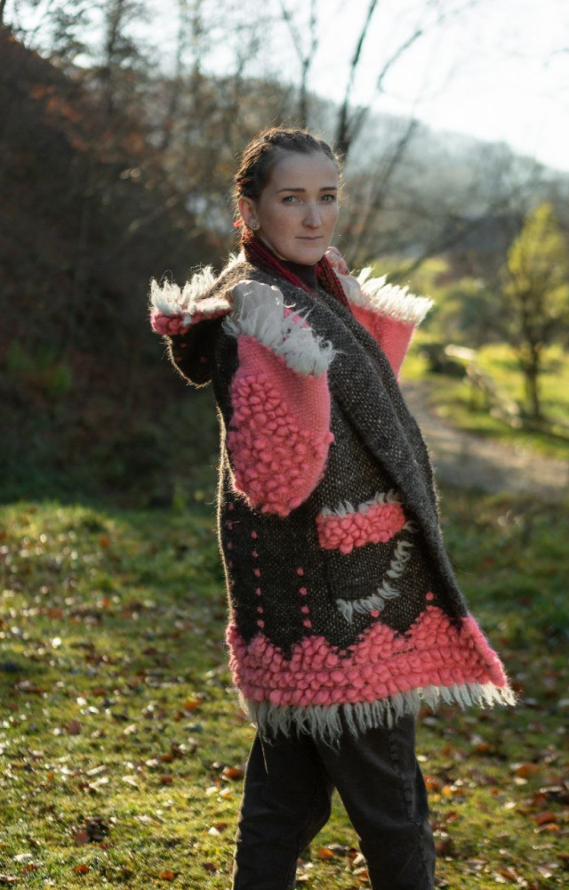 Пальто з елементами букле